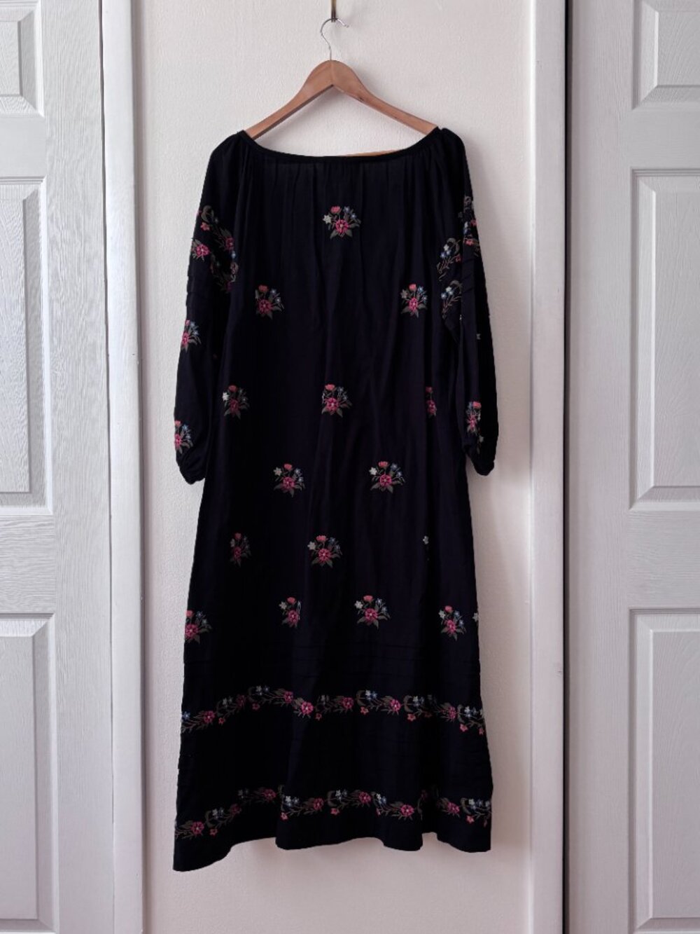 The GREAT Prairieland Floral Embroidered Midi Dress in Black - Picture 6 of 7